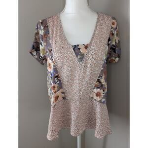En Elle romantic floral feminine coquette blouse top